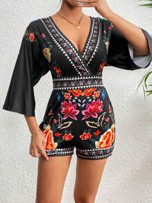 LM | Elegant floral print Romper