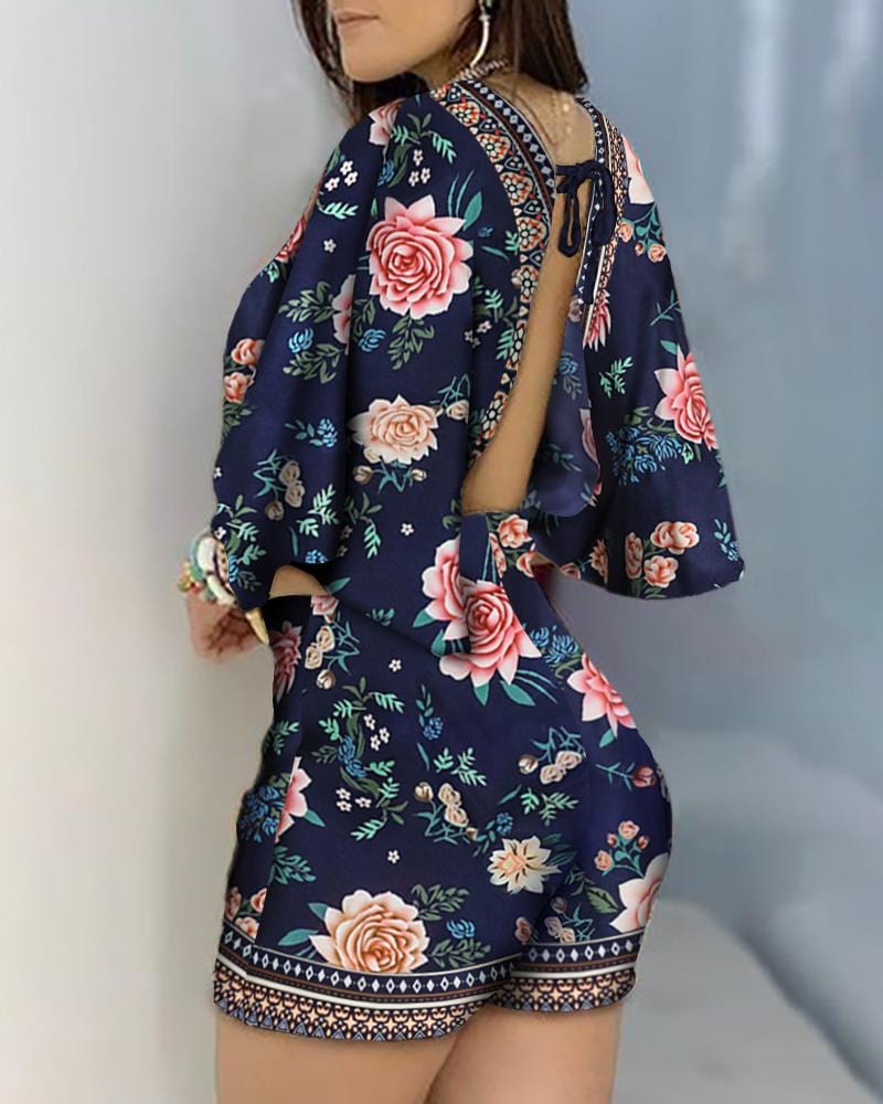 LM | Elegant floral print Romper