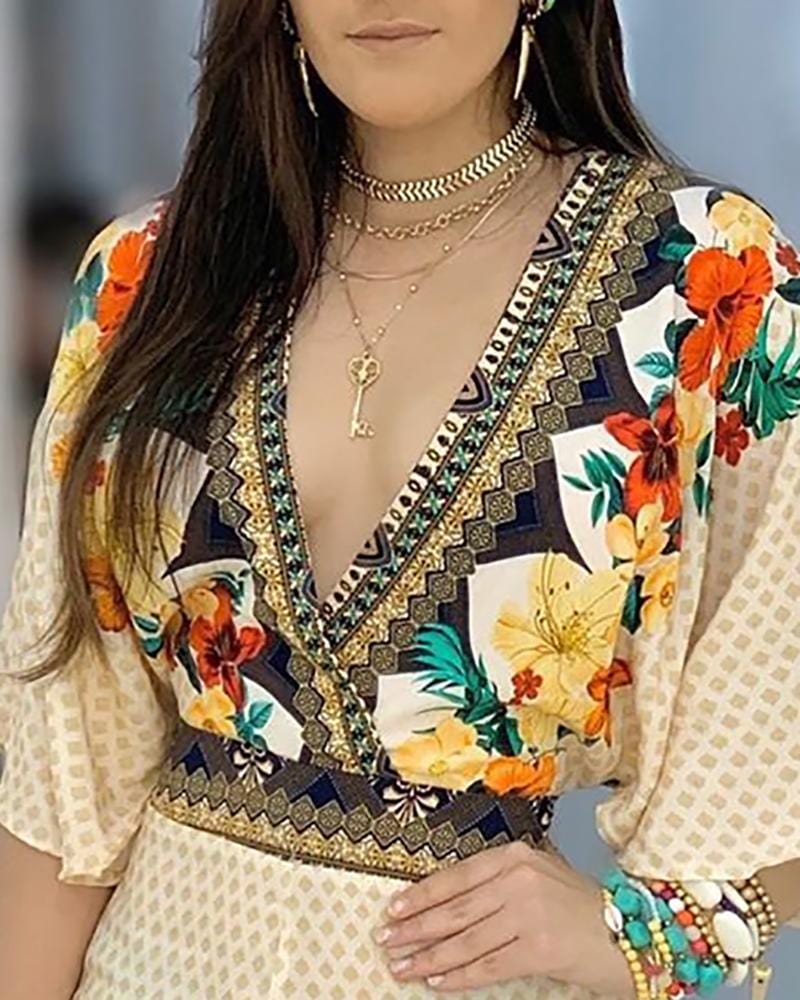 LM | Elegant floral print Romper
