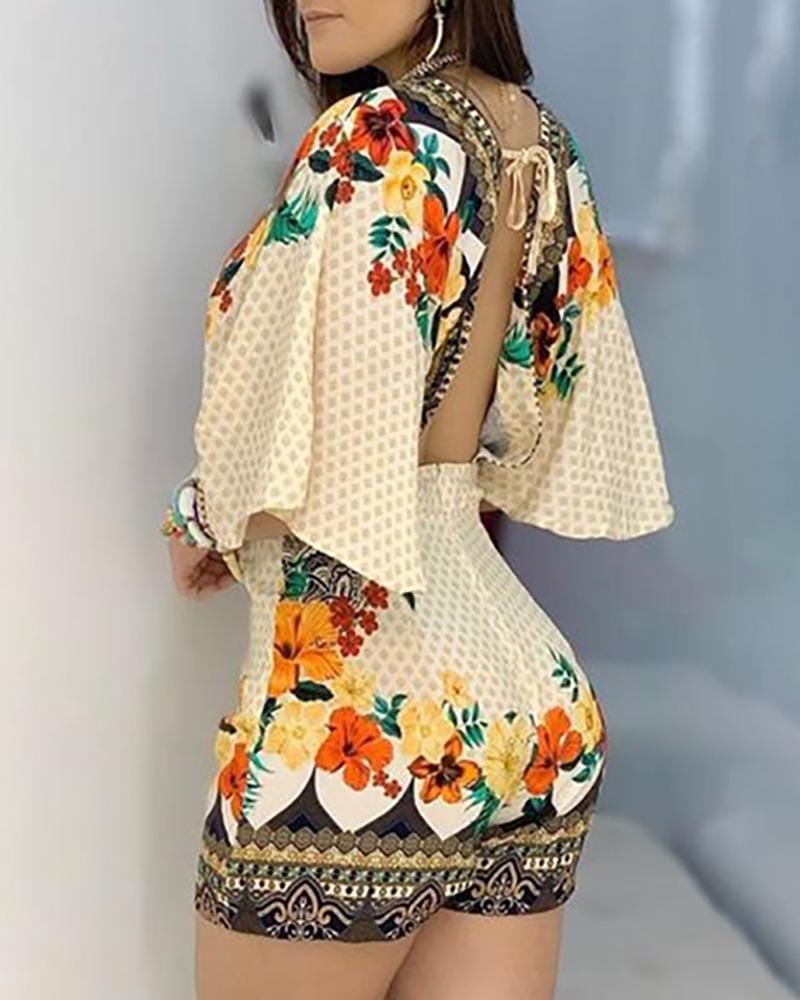 LM | Elegant floral print Romper