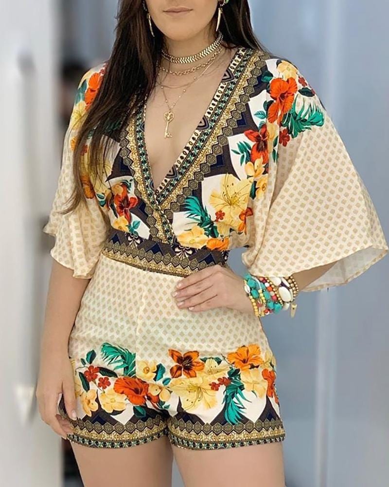 LM | Elegant floral print Romper