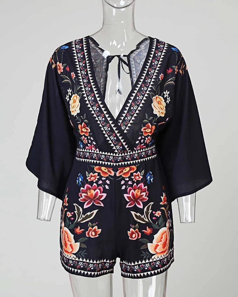 LM | Elegant floral print Romper