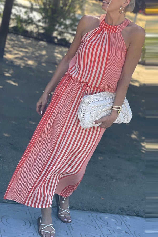 LM | One More Chance Striped midi dress with adjustable waist