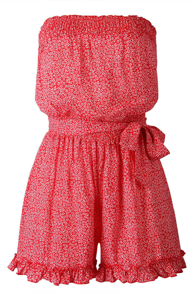 LM | Smocked strapless floral romper