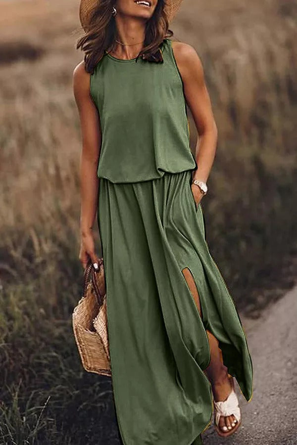 LM | Giselle Loose-fitting maxi dress with slit