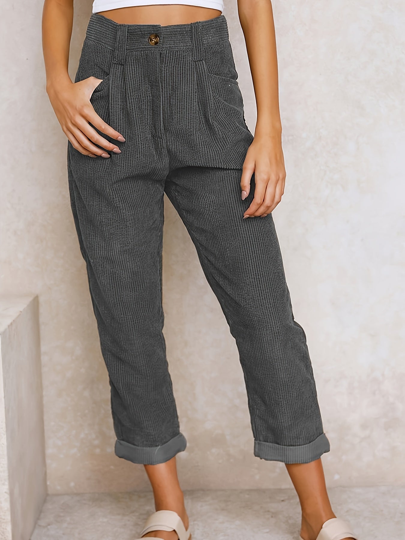 LM | Corduroy pants with straight leg for women