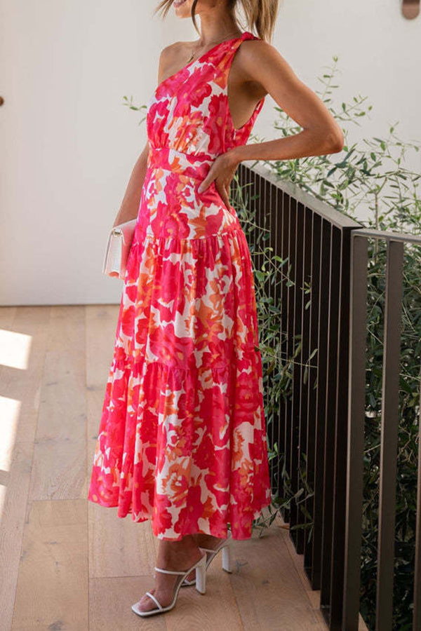 LM | Mid-length, off-the-shoulder, sleeveless midi dress