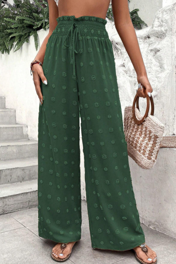 LM | High waist jacquard pants with wide leg casual pants