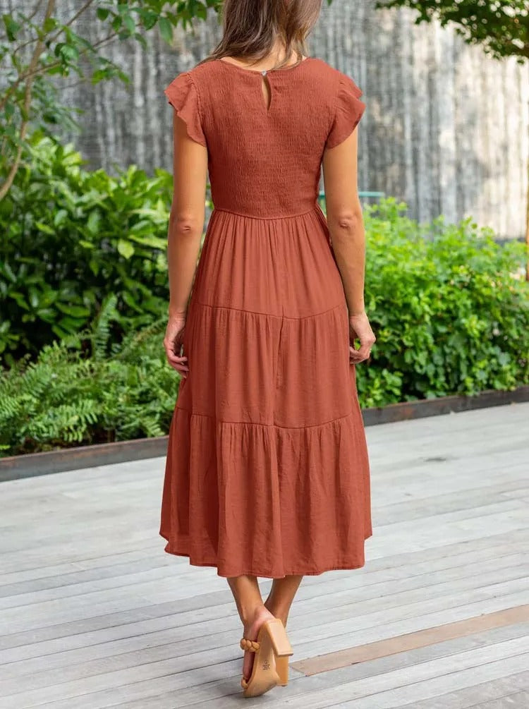 LM | Flowing tiered midi dress