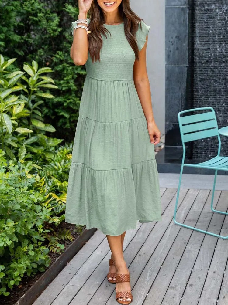 LM | Flowing tiered midi dress