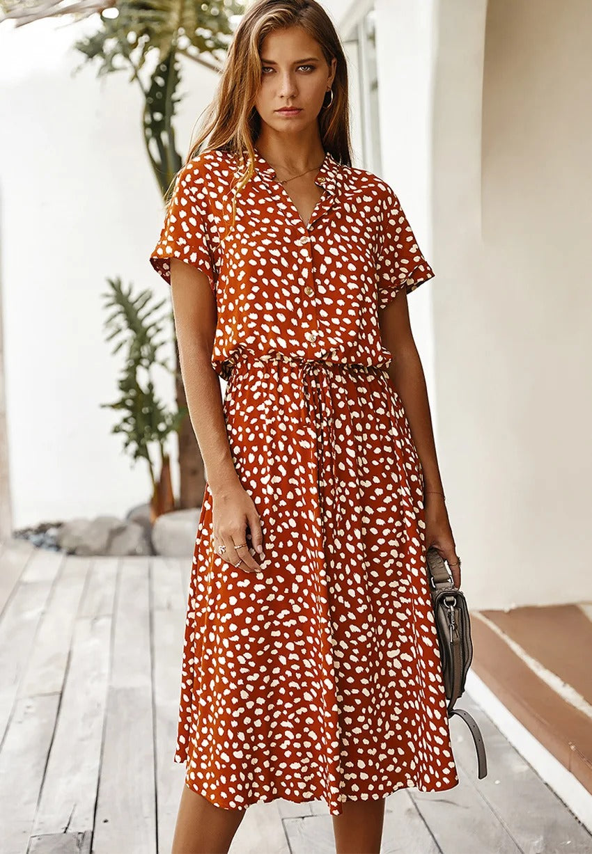 LM | loose-fitting midi dress for women with belt