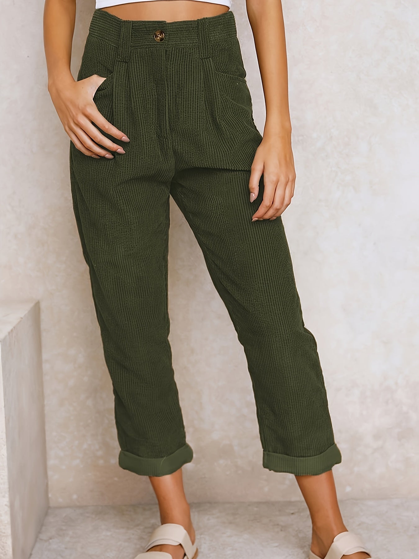 LM | Corduroy pants with straight leg for women