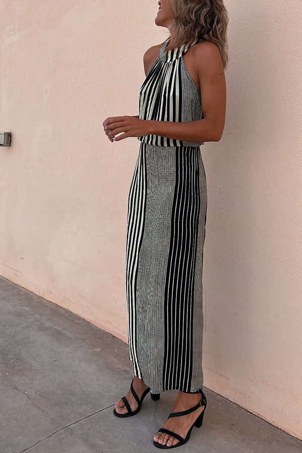 LM | One More Chance Striped midi dress with adjustable waist