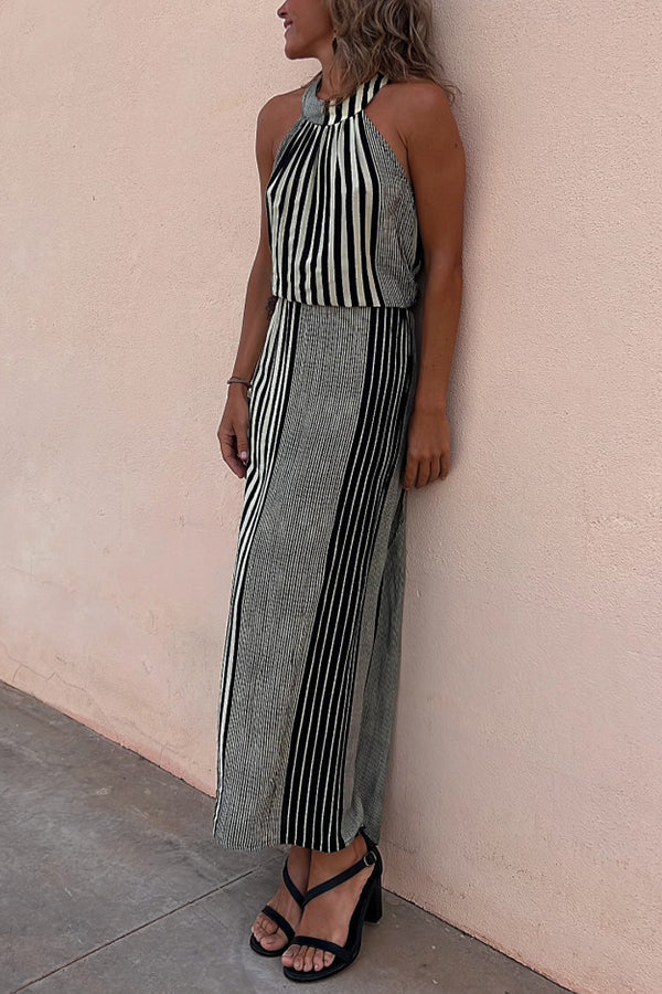 LM | One More Chance Striped midi dress with adjustable waist