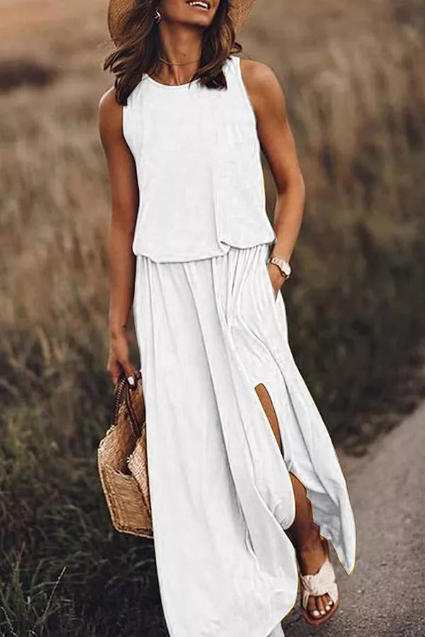 LM | Giselle Loose-fitting maxi dress with slit