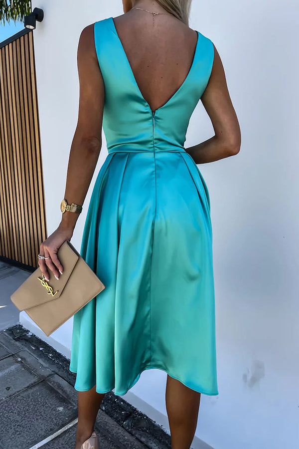 LM | Hold You In My Memory Satin Midi Dress