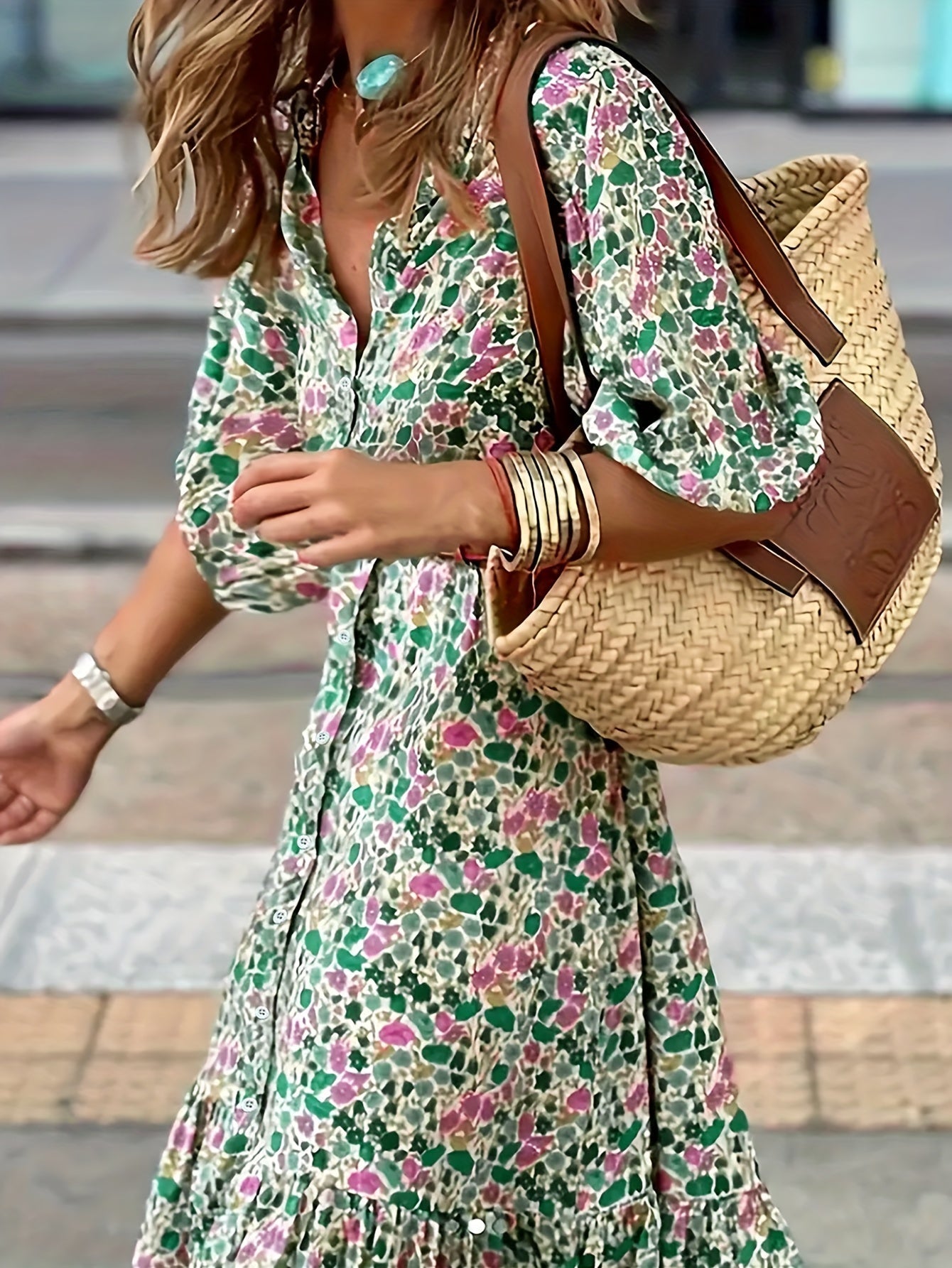 LM | elegant green midi dress for women