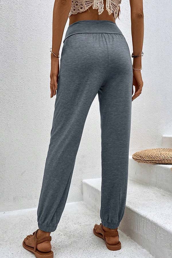 LM | Temperament casual loose pocket high waist pants