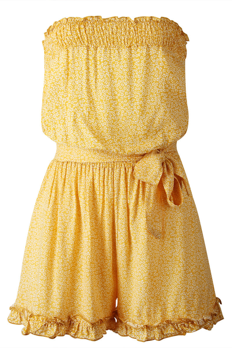 LM | Smocked strapless floral romper