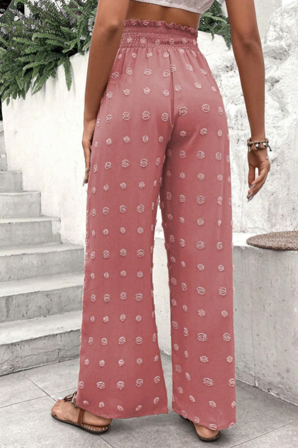 LM | High waist jacquard pants with wide leg casual pants