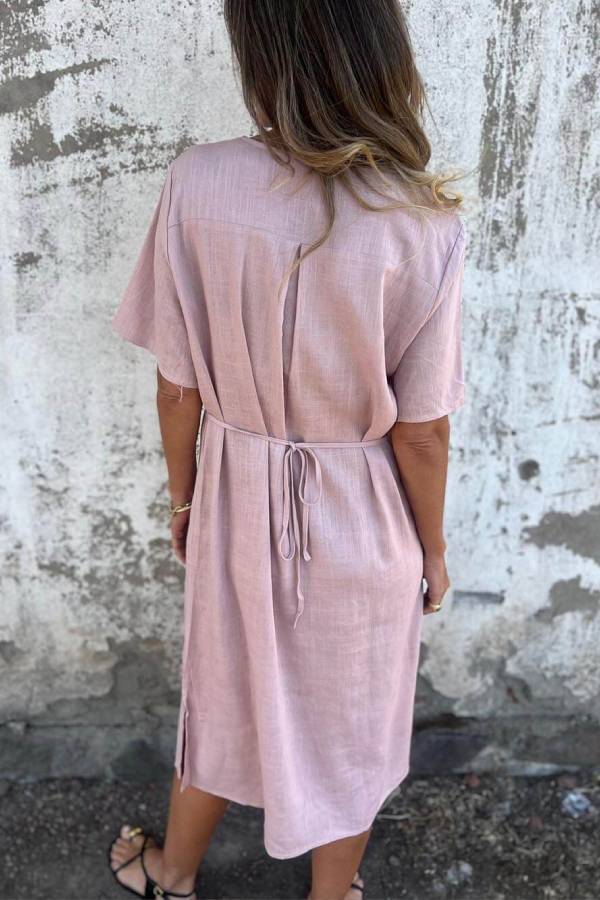 LM | Bohemian Print Linen Loose Midi Dress