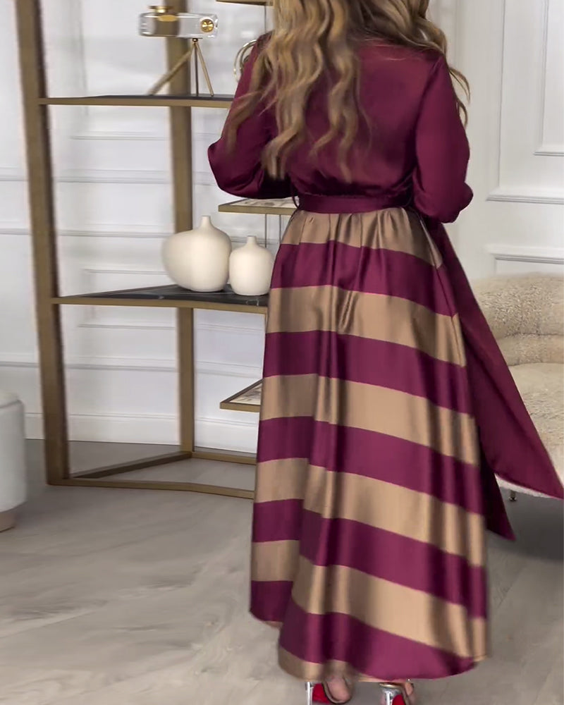 LM | Elegant striped maxi dress