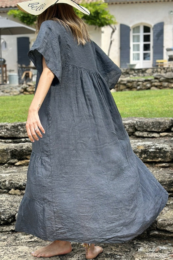 LM | MIRA maxi dress with V-neck and stripes