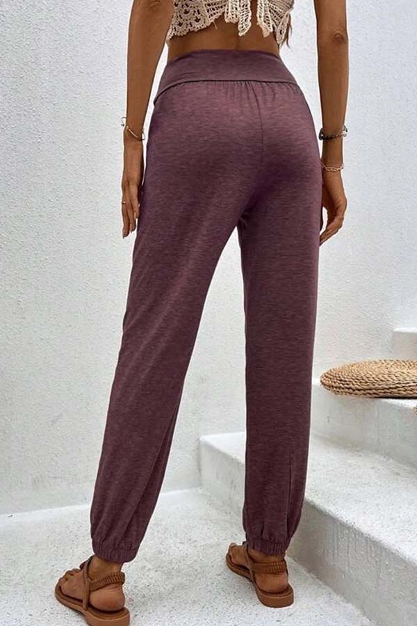 LM | Temperament casual loose pocket high waist pants
