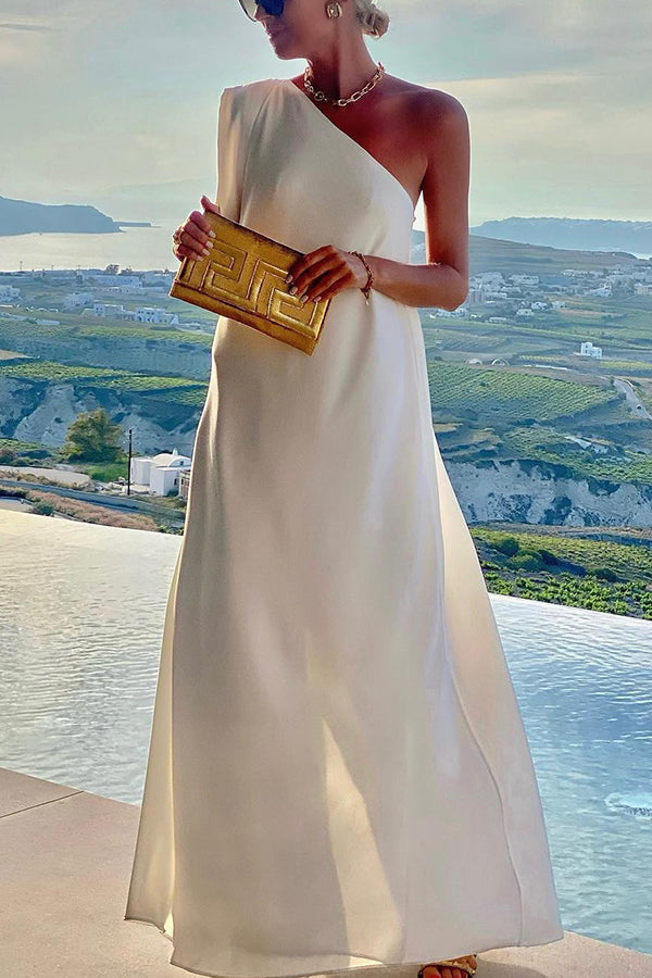 LM | Timeless charm One-shoulder A-line elegant maxi dress
