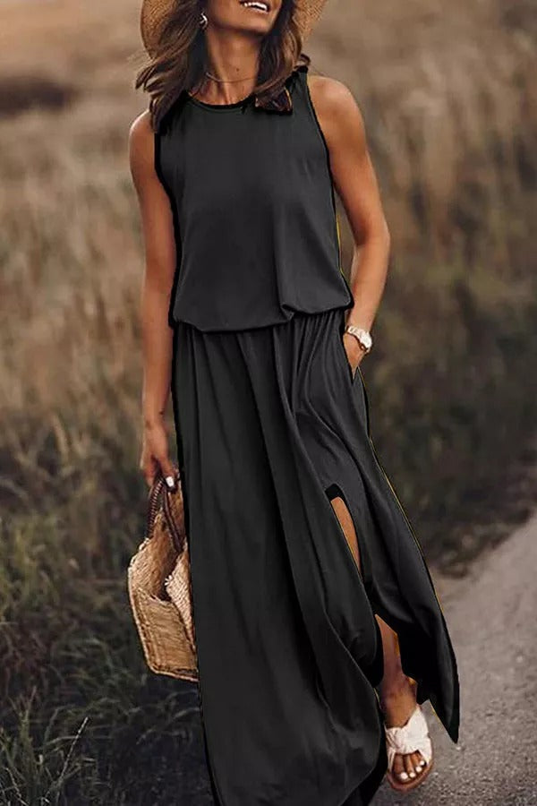 LM | Giselle Loose-fitting maxi dress with slit