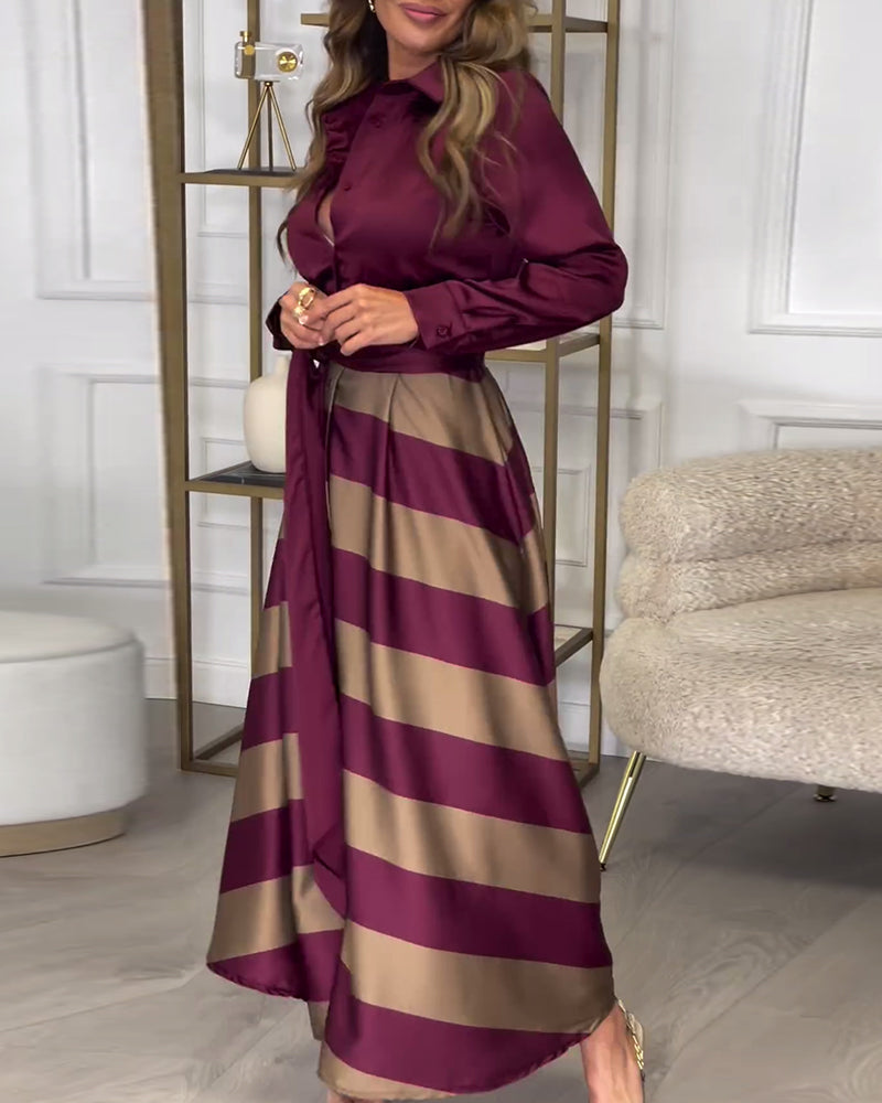 LM | Elegant striped maxi dress