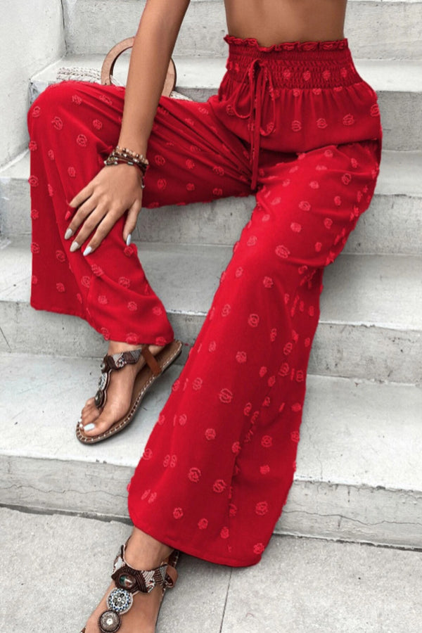 LM | High waist jacquard pants with wide leg casual pants