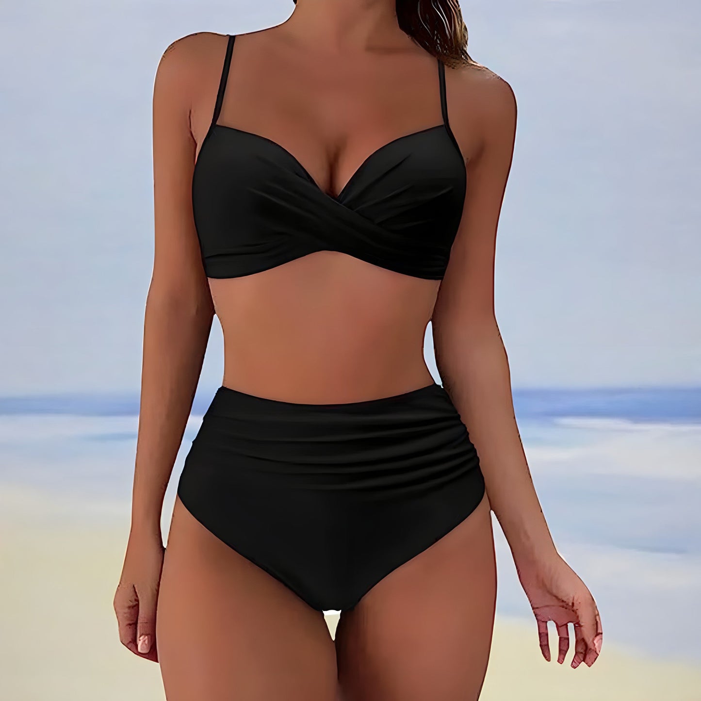 TS | Bikini with high waist and twist front top