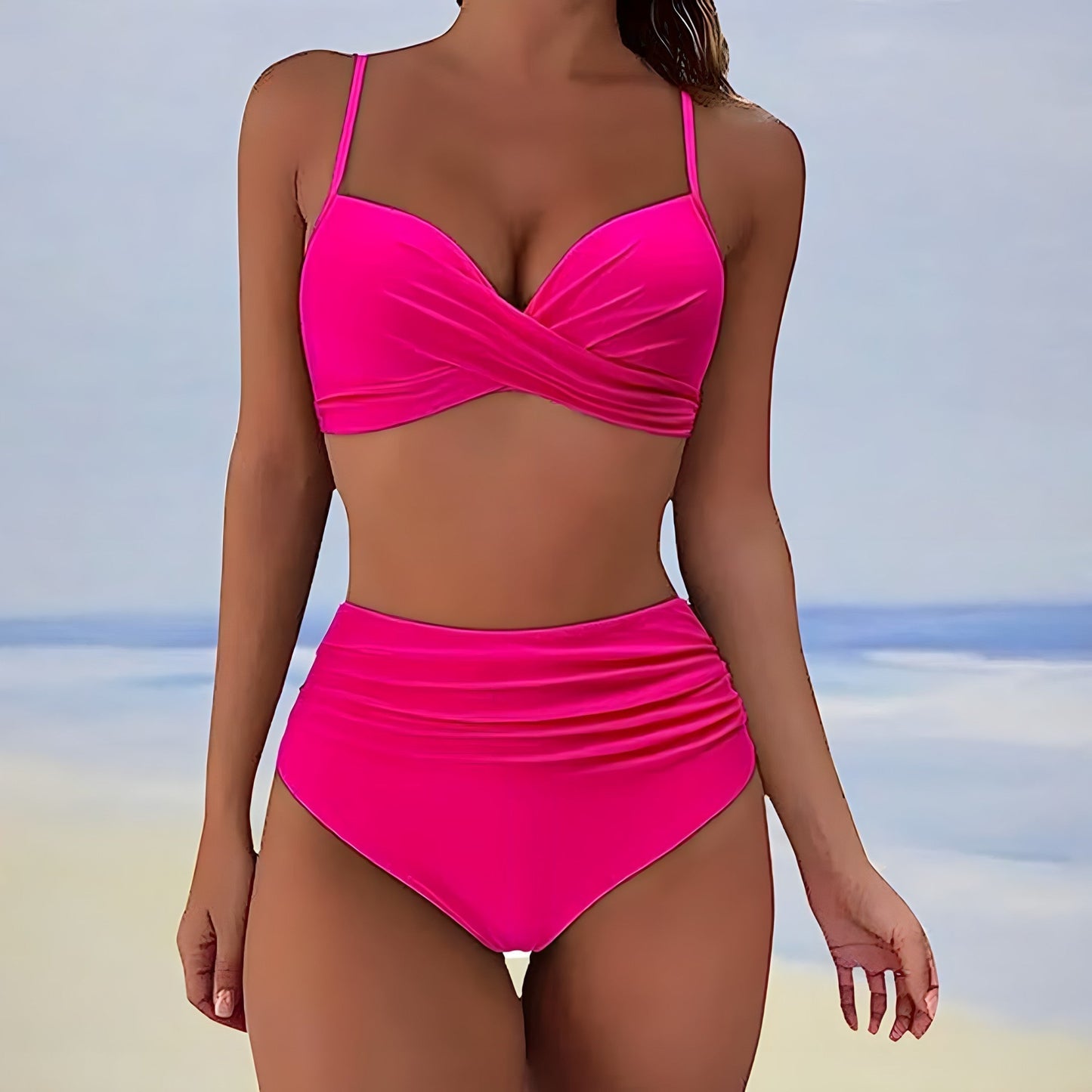 TS | Bikini with high waist and twist front top