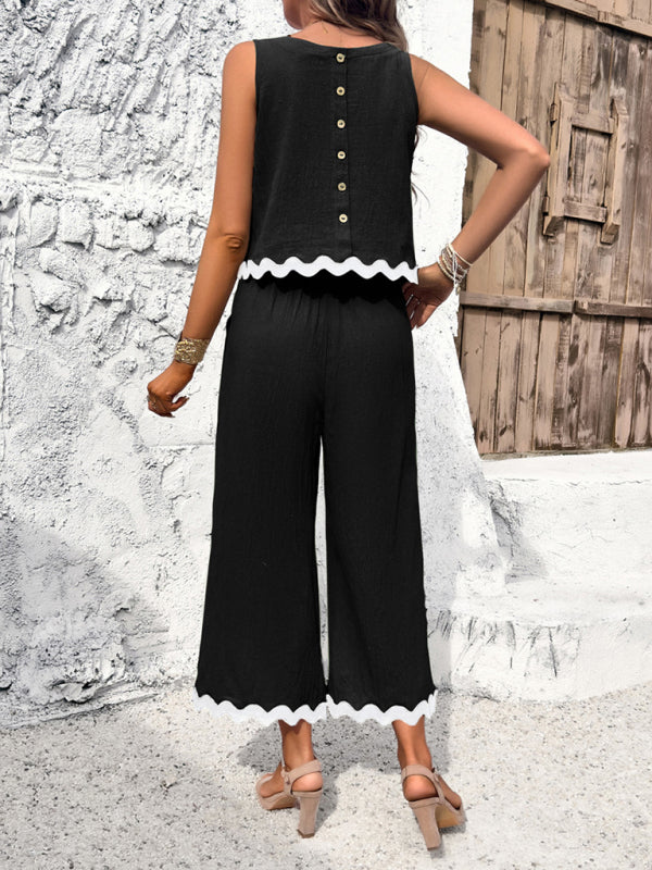 LM | Women's new casual temperament vest pants webbing suit
