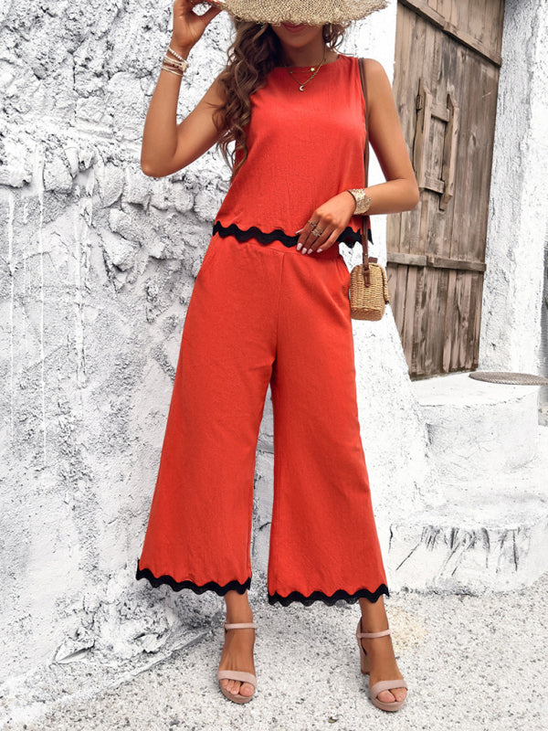LM | Women's new casual temperament vest pants webbing suit
