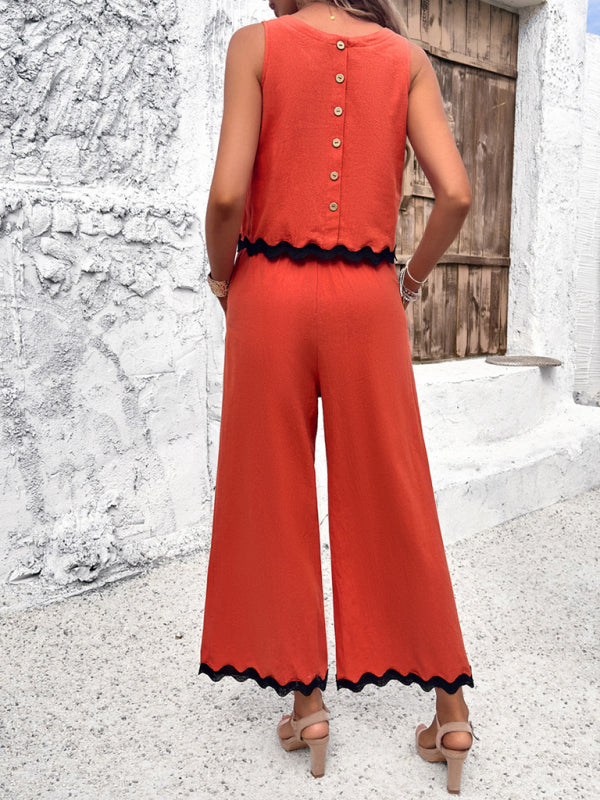 LM | Women's new casual temperament vest pants webbing suit