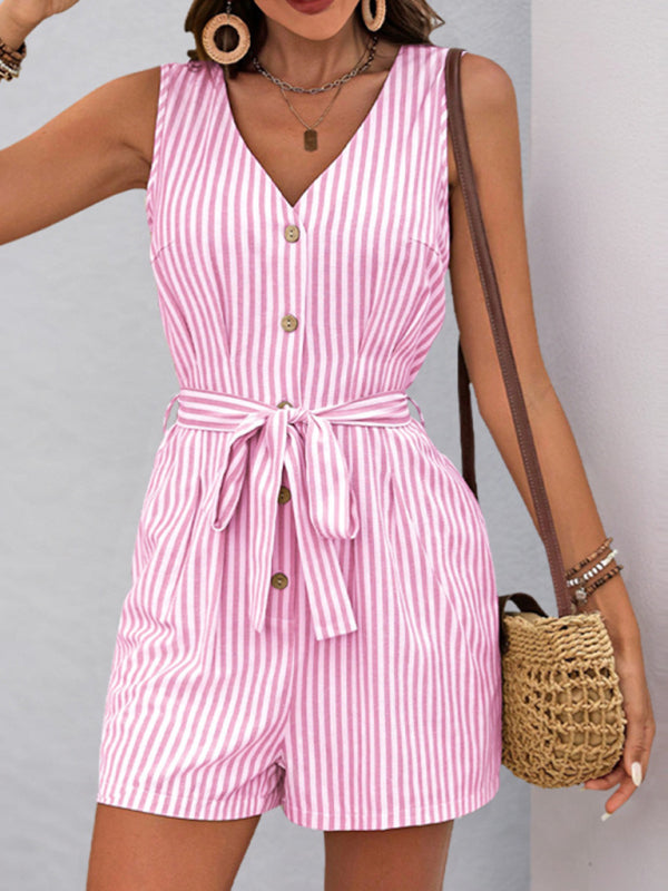 LM | Striped V-neck Sleeveless romper