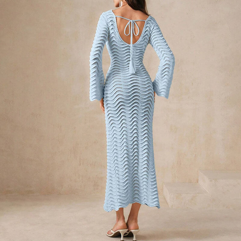LM | elegant crochet midi dress for women