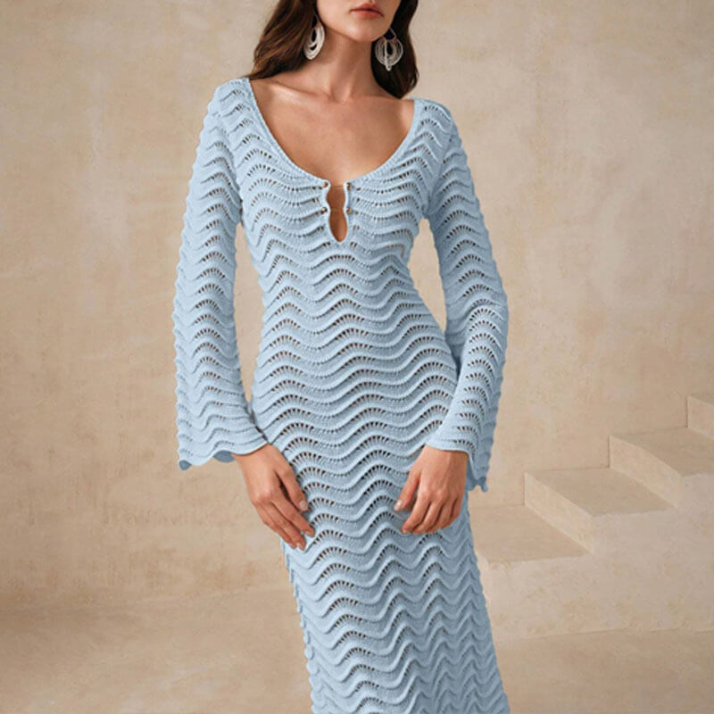 LM | elegant crochet midi dress for women
