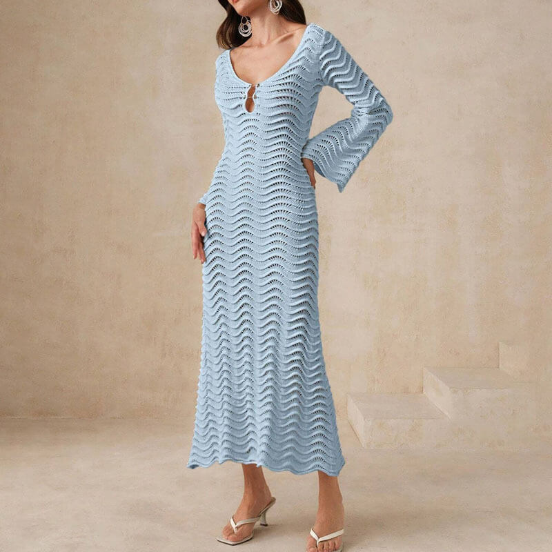 LM | elegant crochet midi dress for women