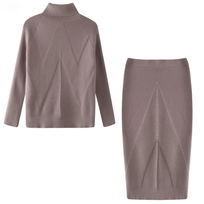 TS | Elegant rib-knit sweater and skirt set
