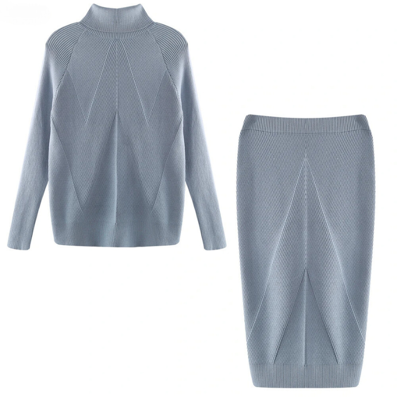 TS | Elegant rib-knit sweater and skirt set