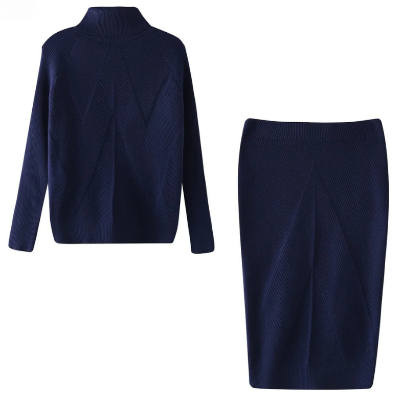 TS | Elegant rib-knit sweater and skirt set