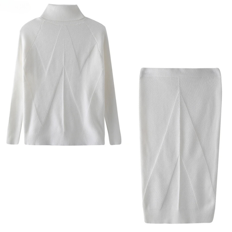 TS | Elegant rib-knit sweater and skirt set