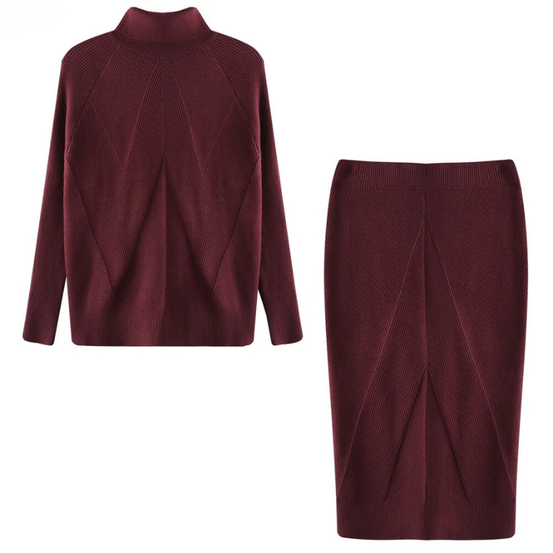 TS | Elegant rib-knit sweater and skirt set