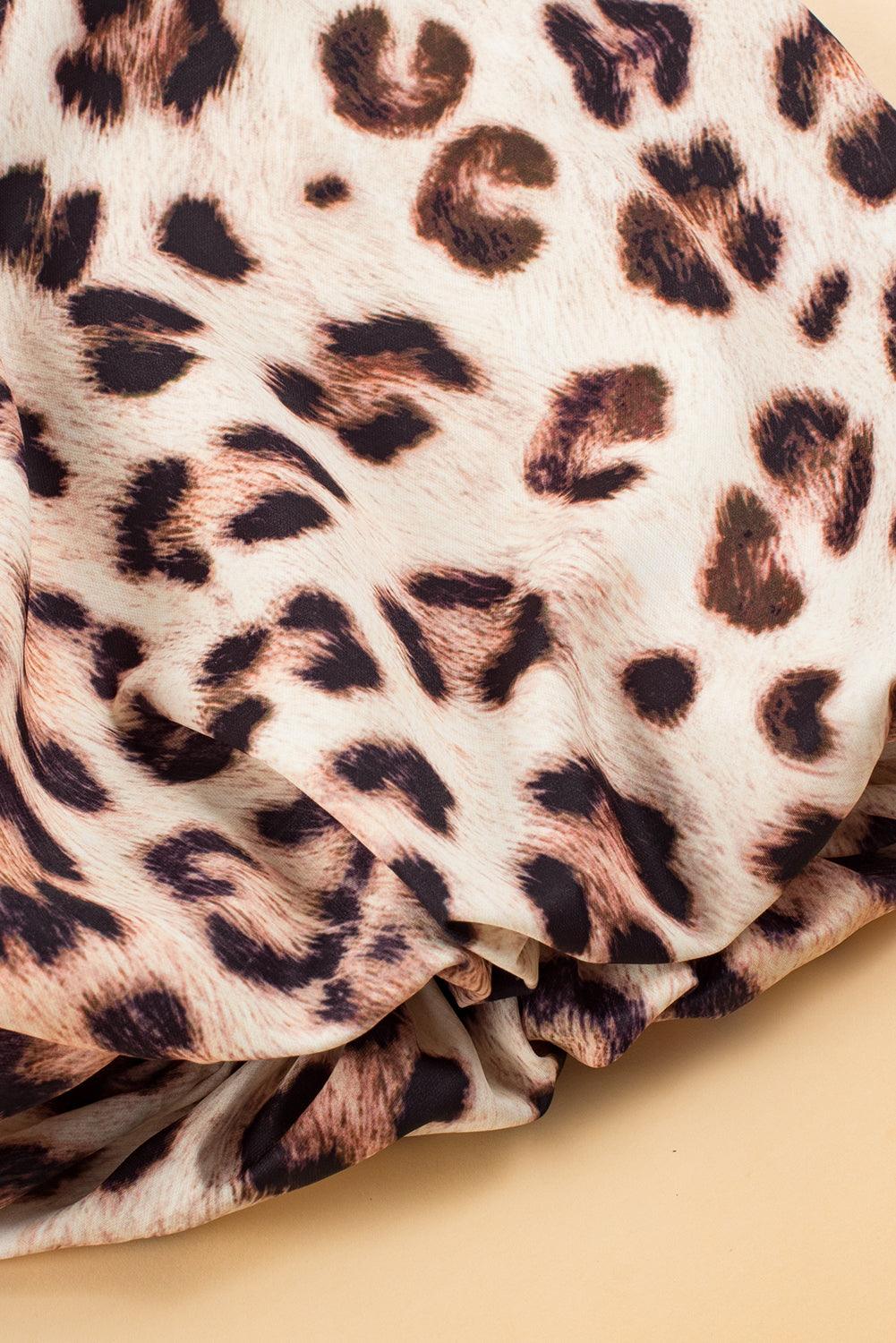 LM | Maxi dress with leopard print and puff sleeves for women