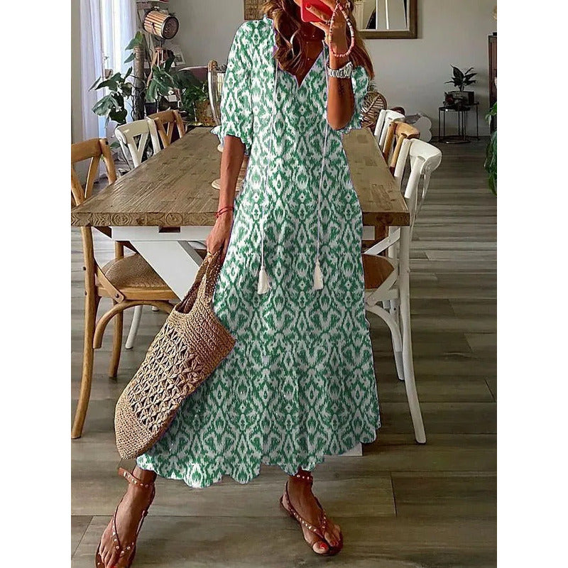 LM | Elegant loose cotton linen maxi dress 1 + 1 FREE