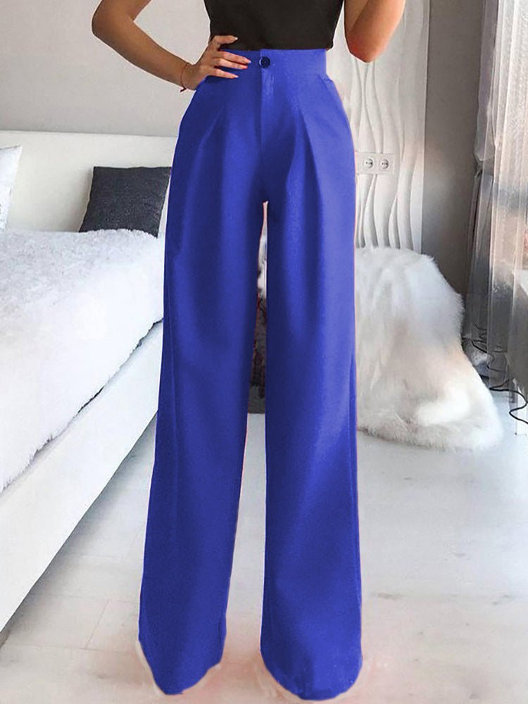 LM | Pants Solid Casual Straight Wide Legs