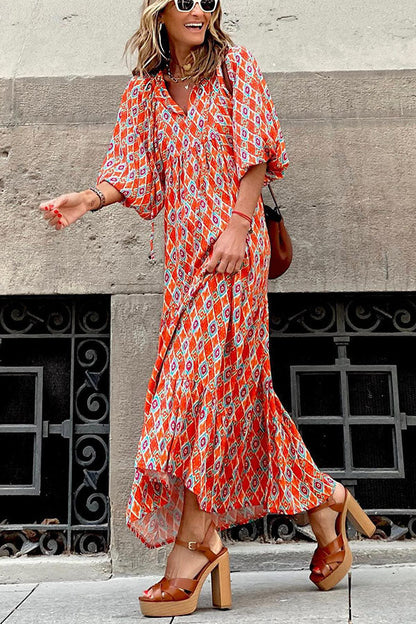 LM | Midi dress with puff sleeves